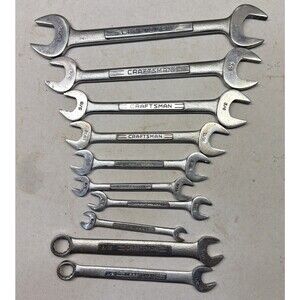 Vintage 10 Pc. CRAFTSMAN V Series Open End Wrench Set USA Mixed SAE
